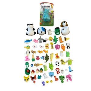 Lot Of Mini Animal Ornaments Figures Toys Toothbrush Holders